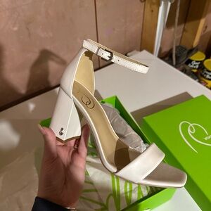 Sam Edelman White Block Heel Sandals